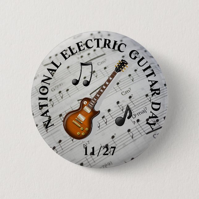 Chapa Redonda De 5 Cm Día Nacional de la Guitarra Eléctrica 27 de Noviem (Anverso)