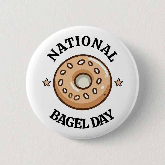 Chapa Redonda De 5 Cm Día Nacional del Bagel (Anverso)