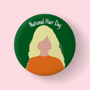 Chapa Redonda De 5 Cm Día Nacional del Cabello - Insignia/Botón Rubio