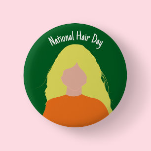 Chapa Redonda De 5 Cm Día Nacional del Cabello - Insignia/Botón Rubio