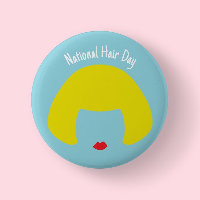 Chapa Redonda De 5 Cm Día Nacional del Pelo - Bandera Bob Bandera/ (blonde bob - national hair day)