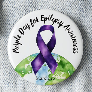 Chapa Redonda De 5 Cm Día Púrpura de Concientización sobre la Epilepsia