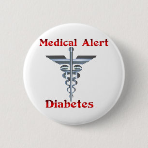 Chapa Redonda De 5 Cm Diabetes Rod de plata alerta médico y serpientes