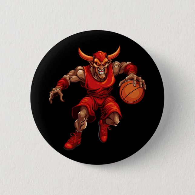 Chapa Redonda De 5 Cm Diablo de baloncesto (Anverso)