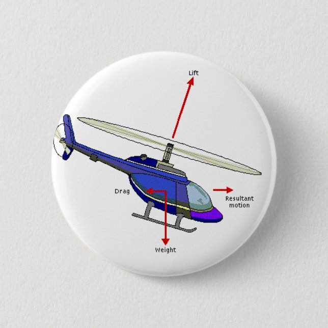 Chapa Redonda De 5 Cm Diagrama del vuelo del helicóptero (Anverso)