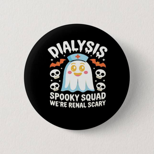 Chapa Redonda De 5 Cm Diálisis Nefrología Enfermera Cute Halloween Spook (Anverso)