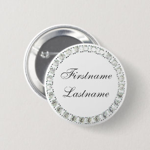 Chapa Redonda De 5 Cm diamantes de imitación de personalizable blancos