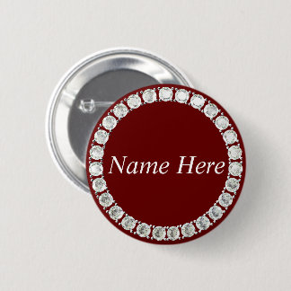 Chapa Redonda De 5 Cm diamantes de imitación de personalizable maroon