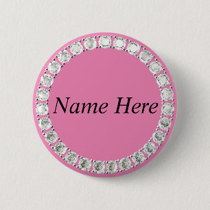 Chapa Redonda De 5 Cm diamantes de imitación personalizables rosados