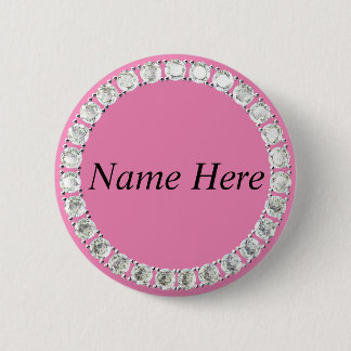 Chapa Redonda De 5 Cm diamantes de imitación personalizables rosados
