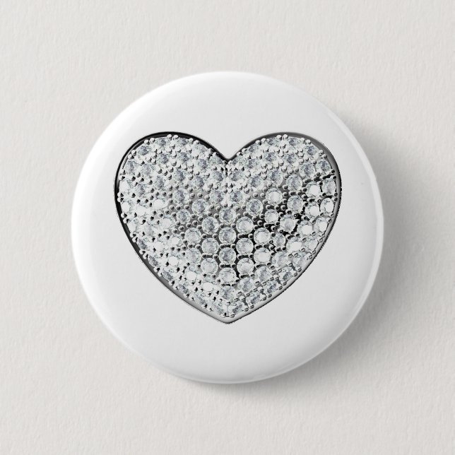 Chapa Redonda De 5 Cm Diamond Heart (Anverso)
