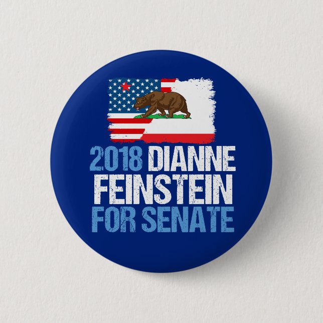 Chapa Redonda De 5 Cm Dianne Feinstein para el Senado de California 2018 (Anverso)