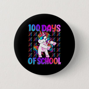 Chapa Redonda De 5 Cm Días de escuela Unicorn 100 días más inteligentes