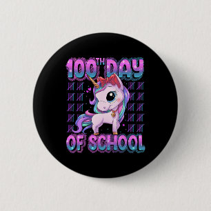 Chapa Redonda De 5 Cm Días de escuela Unicorn 100 días más inteligentes
