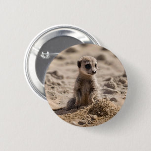 Chapa Redonda De 5 Cm "Días soleados: La aventura del bebé Meerkat en la