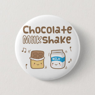 Chapa Redonda De 5 Cm Dibujo Adorable de Batido de Chocolate para Ella