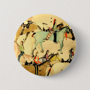 Chapa Redonda De 5 Cm Dibujo americana occidental del arte popular de