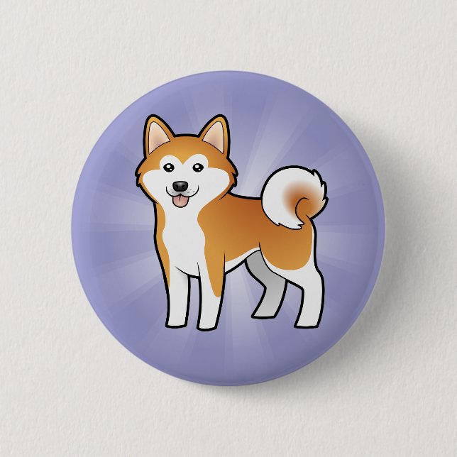 Chapa Redonda De 5 Cm Dibujo animado Akita Inu/Shiba Inu (Anverso)