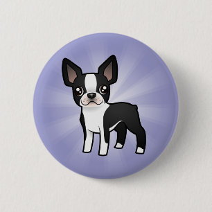 Chapa Redonda De 5 Cm Dibujo animado Boston Terrier