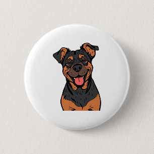 Chapa Redonda De 5 Cm Dibujo animado de Rottweiler feliz � Perro lindo y