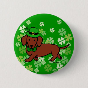 Chapa Redonda De 5 Cm Dibujo animado del Dachshund del día de St Patric
