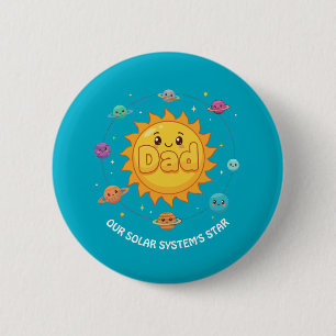 Chapa Redonda De 5 Cm Dibujo animado del sistema solar de papá lindo
