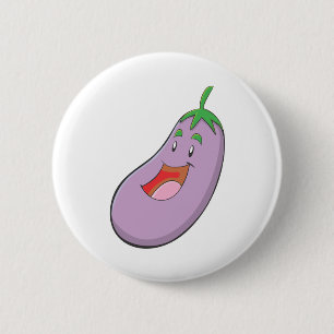 Chapa Redonda De 5 Cm Dibujo animado feliz de la verdura de la berenjena
