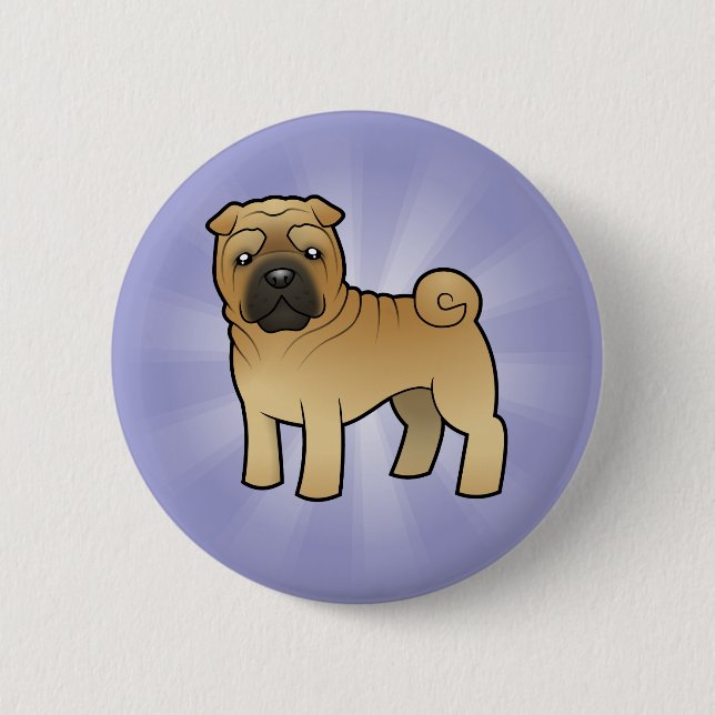 Chapa Redonda De 5 Cm Dibujo animado Shar Pei (Anverso)