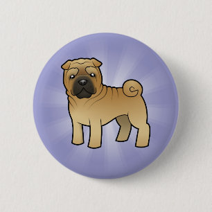 Chapa Redonda De 5 Cm Dibujo animado Shar Pei