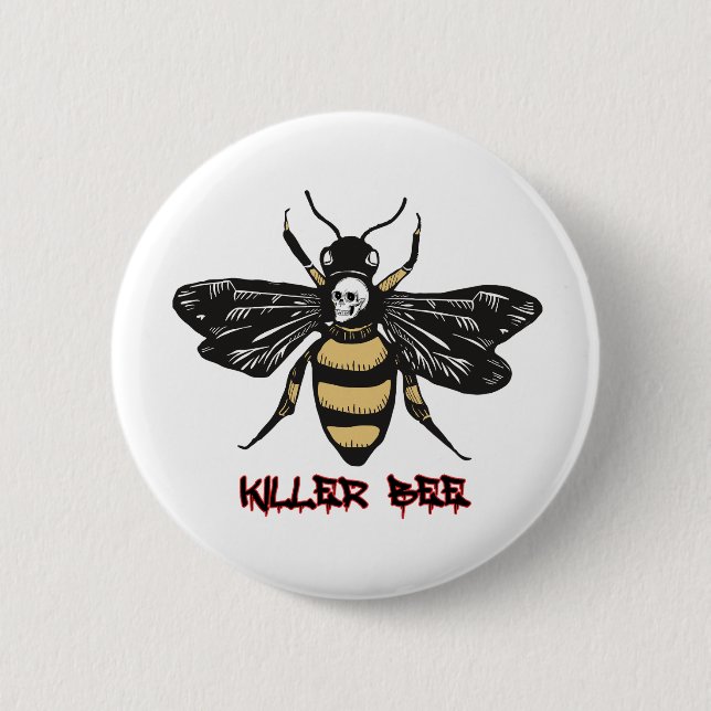 Chapa Redonda De 5 Cm Dibujo de abejas asesinas (Anverso)