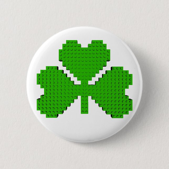 Chapa Redonda De 5 Cm Dibujo de bloques de construcción de Shamrock (Anverso)