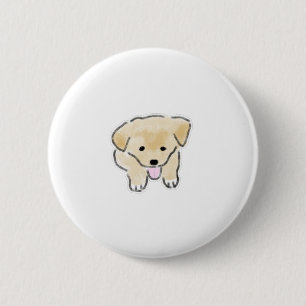 Chapa Redonda De 5 Cm Dibujo de cachorro sonriente feliz dibujado a mano