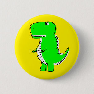 Chapa Redonda De 5 Cm Dibujo de dinosaurio verde amarillo