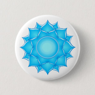 Chapa Redonda De 5 Cm Dibujo de flor Lotus de vidrio azul