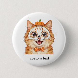 Chapa Redonda De 5 Cm Dibujo de gato naranja con pintura facial de esque