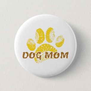 Chapa Redonda De 5 Cm Dibujo de girasol de perro Mom Paw