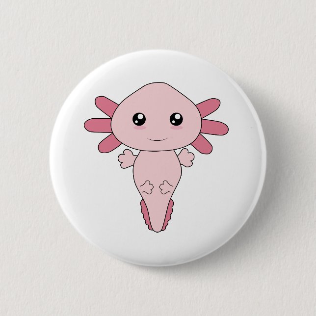 Chapa Redonda De 5 Cm Dibujo De Guay Pink Axolotl (Anverso)