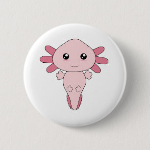 Chapa Redonda De 5 Cm Dibujo De Guay Pink Axolotl