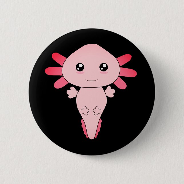 Chapa Redonda De 5 Cm Dibujo De Guay Pink Axolotl (Anverso)