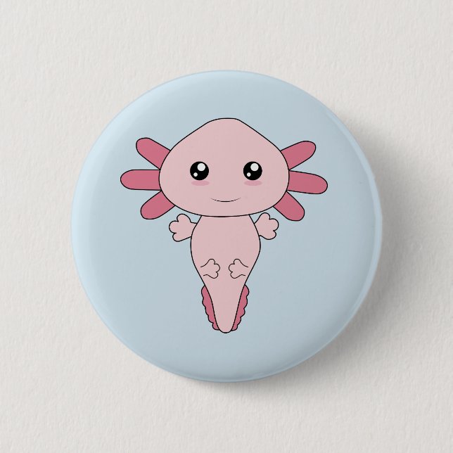 Chapa Redonda De 5 Cm Dibujo De Guay Pink Axolotl (Anverso)