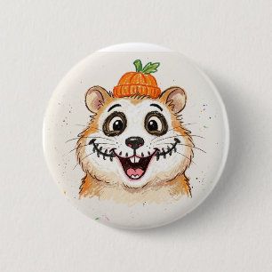 Chapa Redonda De 5 Cm Dibujo de Hamster con Cara de Esqueleto Adorable p