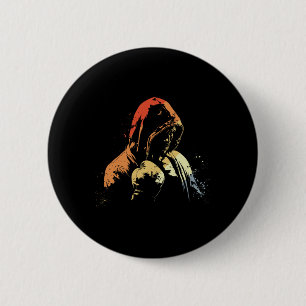 Chapa Redonda De 5 Cm Dibujo de niño de kickboxing Artes marciales retro
