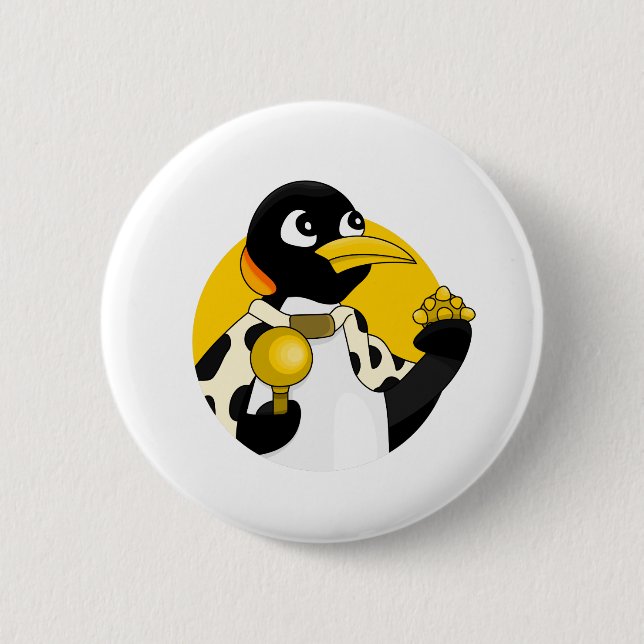 Chapa Redonda De 5 Cm Dibujo de pingüino emperador (Anverso)