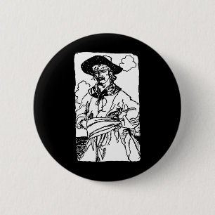 Chapa Redonda De 5 Cm Dibujo de piratas vintage de un capitán por Howard