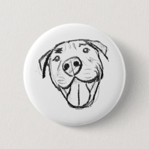 Chapa Redonda De 5 Cm dibujo de pitbull simple amantes de perros blanco 