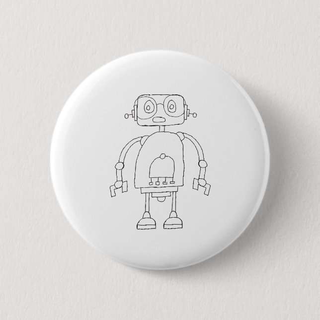 Chapa Redonda De 5 Cm Dibujo de robot inteligente simple con mano (Anverso)