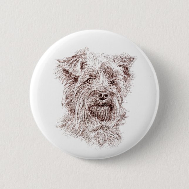 Chapa Redonda De 5 Cm Dibujo de Yorkshire Terrier (Anverso)