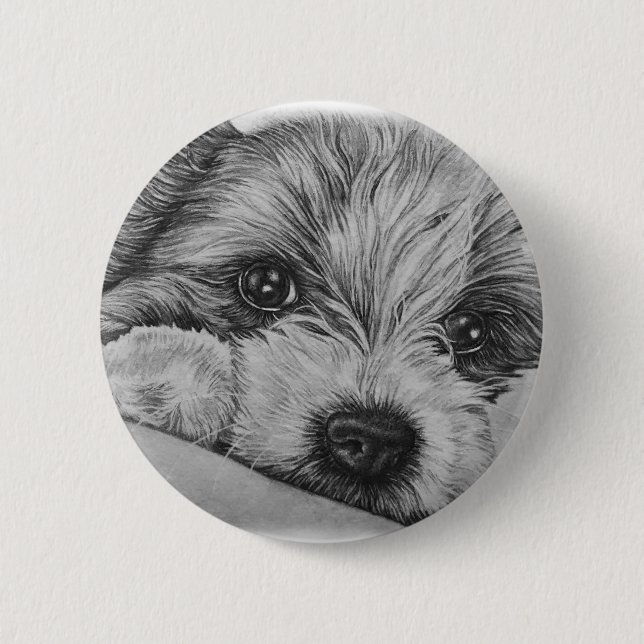 Chapa Redonda De 5 Cm Dibujo del perro de perrito del arte animal lindo (Anverso)