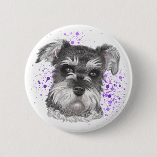 Chapa Redonda De 5 Cm Dibujo del perro del Schnauzer