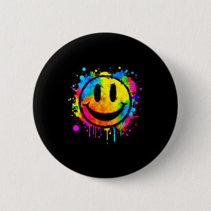 Chapa Redonda De 5 Cm Dibujo Lindo Salpicadura Sonrisa Feliz Cara 70s Ti
